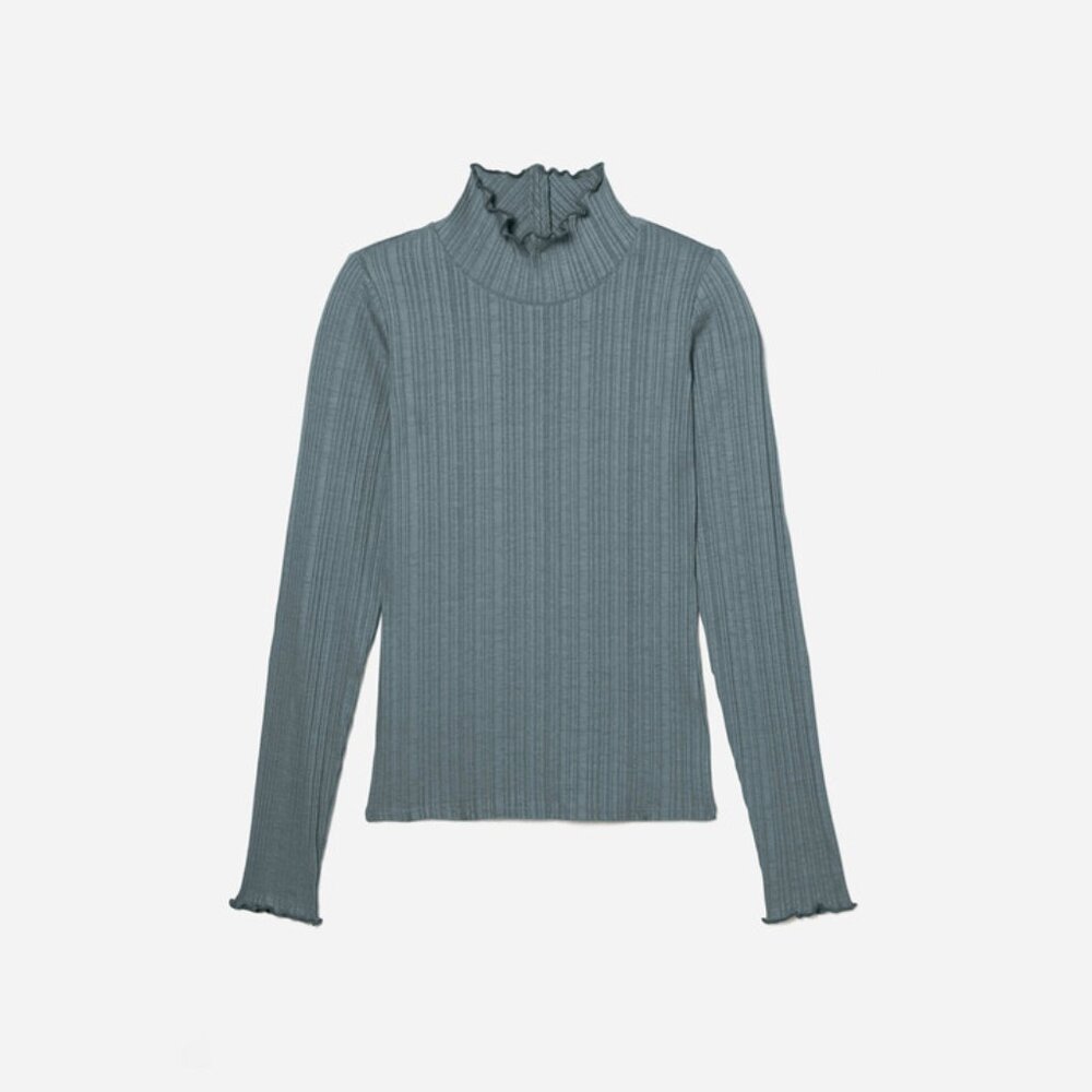 Everlane Long Sleeve Pleated Mock Neck Top Size XS